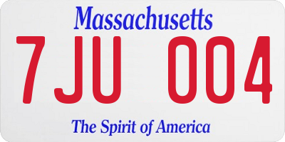 MA license plate 7JU004