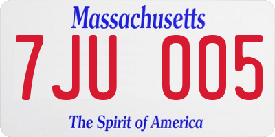 MA license plate 7JU005