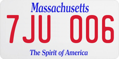 MA license plate 7JU006