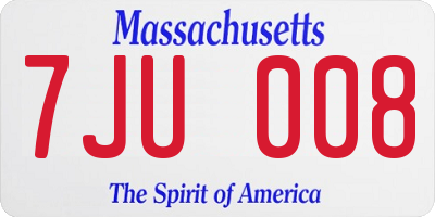 MA license plate 7JU008