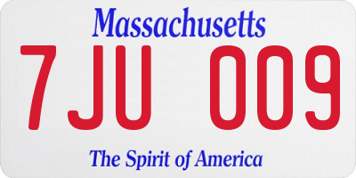 MA license plate 7JU009