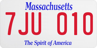 MA license plate 7JU010