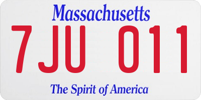 MA license plate 7JU011