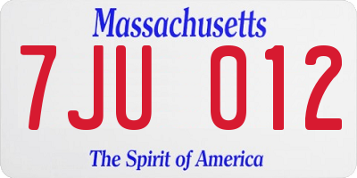 MA license plate 7JU012