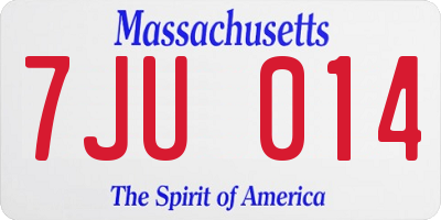MA license plate 7JU014