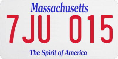 MA license plate 7JU015