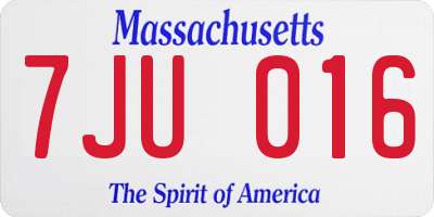 MA license plate 7JU016