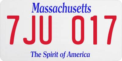 MA license plate 7JU017
