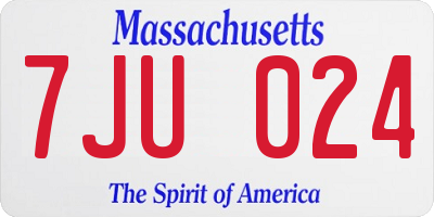 MA license plate 7JU024