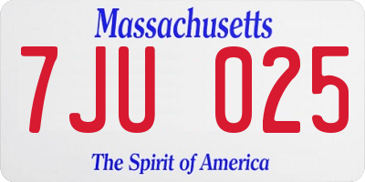 MA license plate 7JU025
