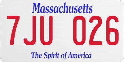 MA license plate 7JU026