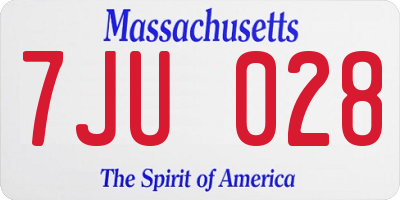 MA license plate 7JU028