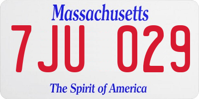 MA license plate 7JU029