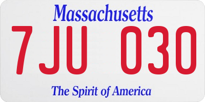 MA license plate 7JU030