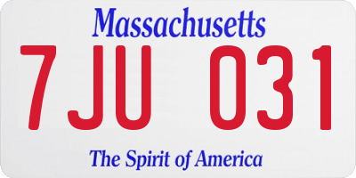 MA license plate 7JU031