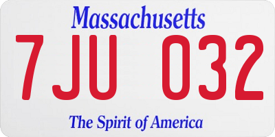 MA license plate 7JU032