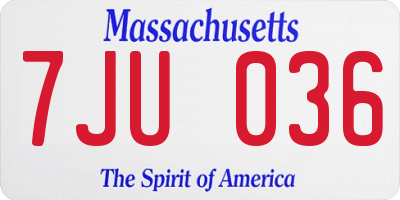 MA license plate 7JU036