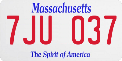 MA license plate 7JU037