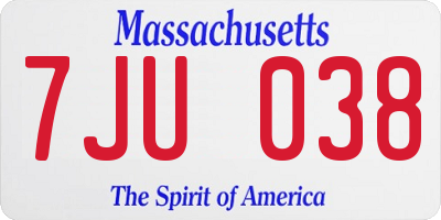 MA license plate 7JU038