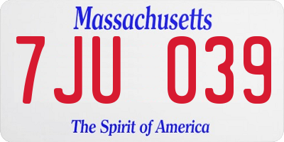 MA license plate 7JU039