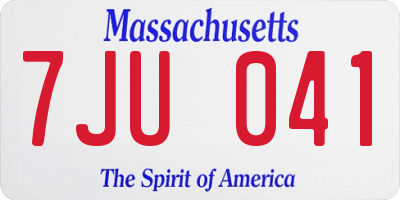 MA license plate 7JU041