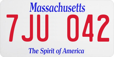 MA license plate 7JU042
