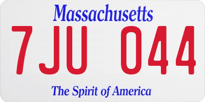 MA license plate 7JU044