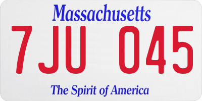 MA license plate 7JU045