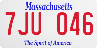 MA license plate 7JU046