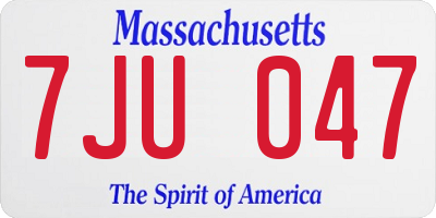 MA license plate 7JU047