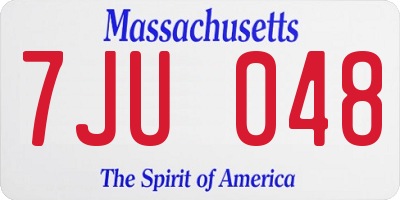 MA license plate 7JU048