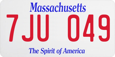 MA license plate 7JU049