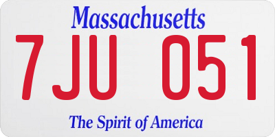 MA license plate 7JU051