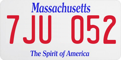 MA license plate 7JU052