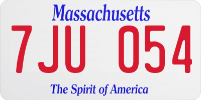 MA license plate 7JU054