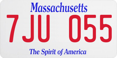 MA license plate 7JU055