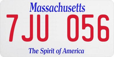 MA license plate 7JU056