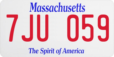 MA license plate 7JU059