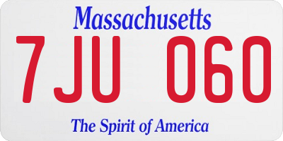 MA license plate 7JU060