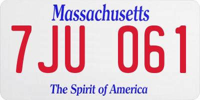 MA license plate 7JU061