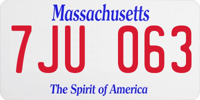 MA license plate 7JU063