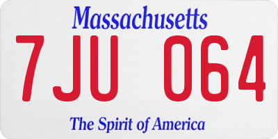 MA license plate 7JU064