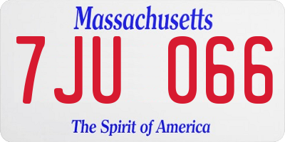 MA license plate 7JU066