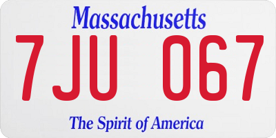 MA license plate 7JU067