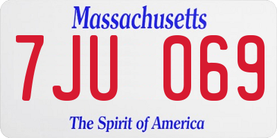 MA license plate 7JU069