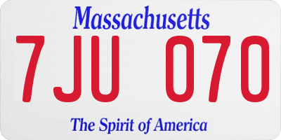 MA license plate 7JU070