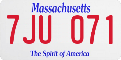 MA license plate 7JU071