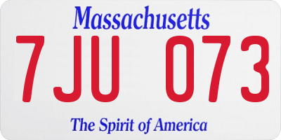 MA license plate 7JU073