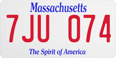 MA license plate 7JU074
