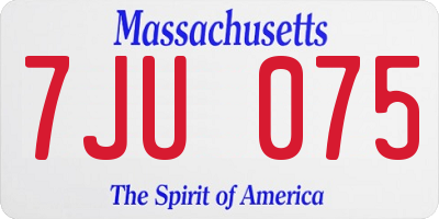 MA license plate 7JU075